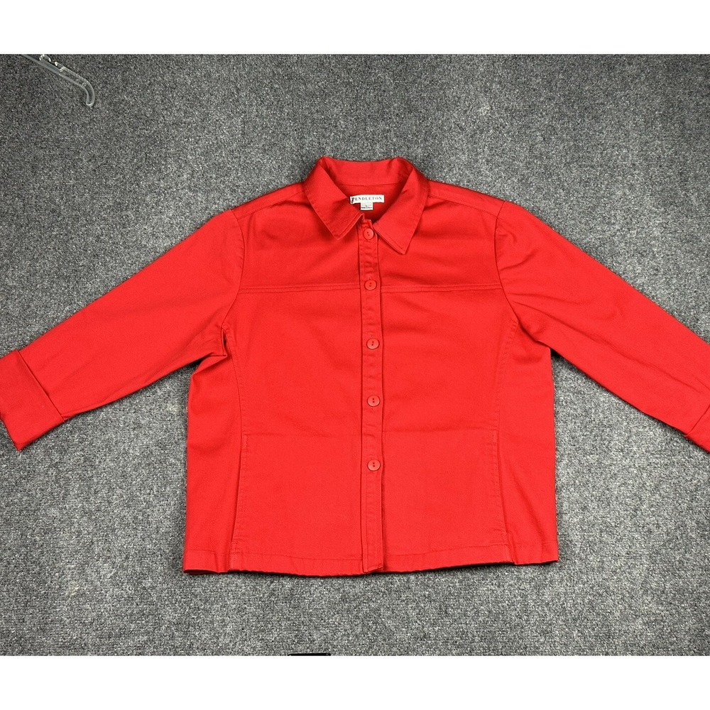 Pendleton Button Up Shirt Jacket Women's Sz Large granny core Pockets Cotton - Picture 6 of 15